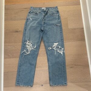 Agolde Men's Distressed Blue Straight Jeans